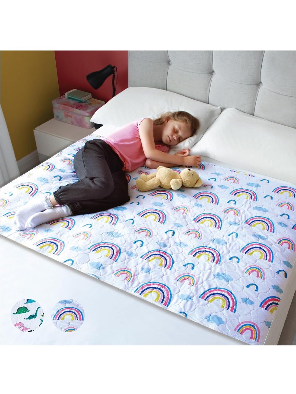 Kids Rainbow Quilted Bed Protector